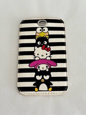 HELLO KITTY x LOUNGEFLY 40th Anniversary luggage tag ID holder black white pink